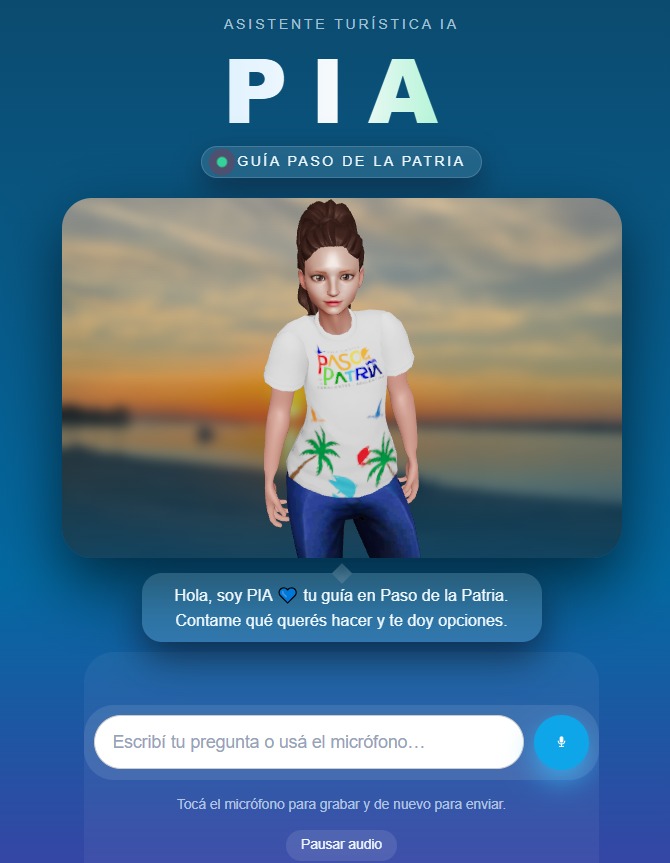 PIA presentando el chat y controles de audio