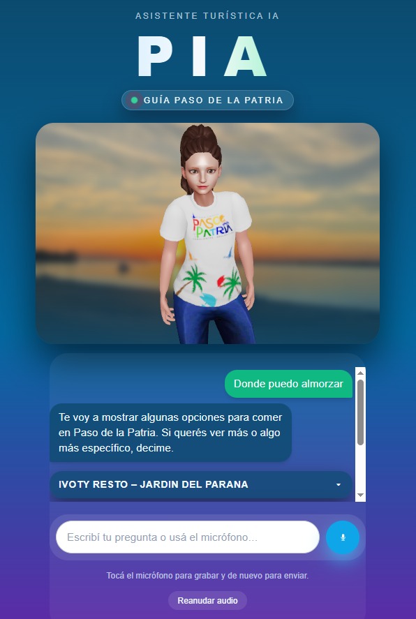 PIA respondiendo sobre dónde almorzar